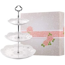 Wedding Tea Party Cake Stand - 3 Tier Porcelain Dessert Tray