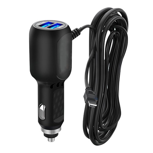 Dash Cam Power Lead Cable Mini USB Car Charger 12V to 5V with 2 USB Ports 3.5M