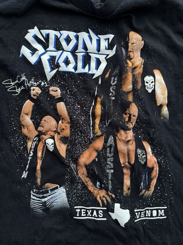 Stone Cold Steve Austin Camiseta Negra Grande WWE Texas Venom Wrestling Tee S - Imagen 2 de 4