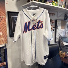 NWT Authentic New York Mets Majestic Jersey 50th Anniversary Patch BLUE FISH 19