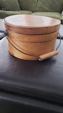 Vintage Round Wooden Hat Box With Handle