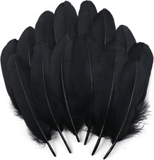 THARAHT 120Pcs Black Goose Feathers Natural Bulk 6-8 Inch 15-20Cm for Crafts DIY