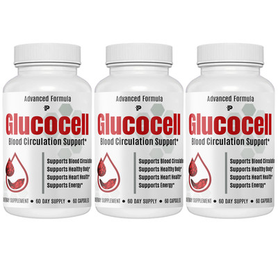 Glucocell - Blood Circulation Support Formula, Heart Health- 3 Bottles