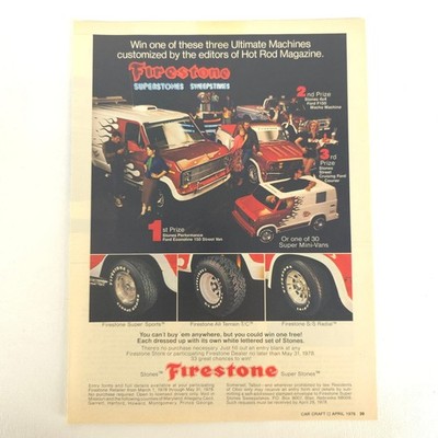 Vintage 1978 Ford Firestone Print Ad Econoline Van F150 Courier Garage Wall Art