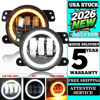 Pair 4 inch Round LED Fog Lights Bumper Driving Lamp For Dodge Journey 2009-2018