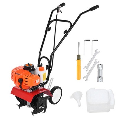 2-Stroke 52CC Heavy Duty Tiller Cultivator Gas Powered Rototiller Garden Tiller