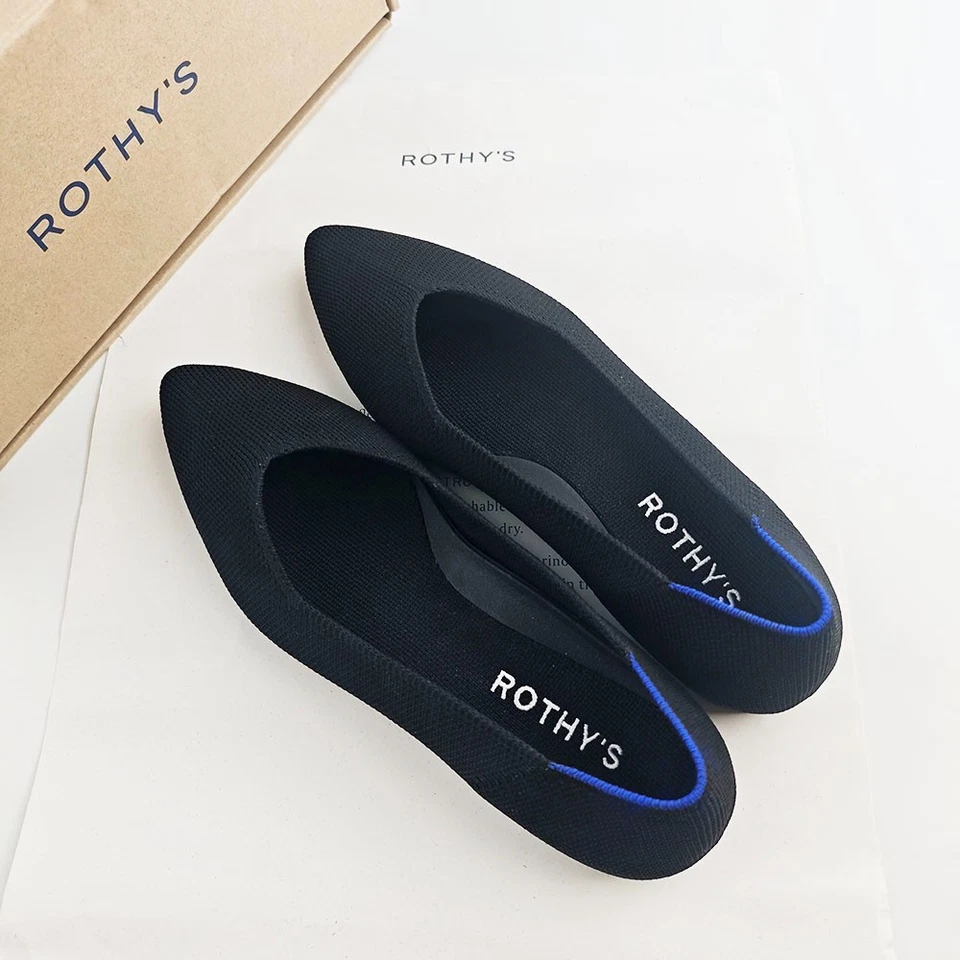 Rothy's точка женщин черный вязаный поскользнуться на балетки размер США 7/8/9/10 новый - Изображение 4 из 4