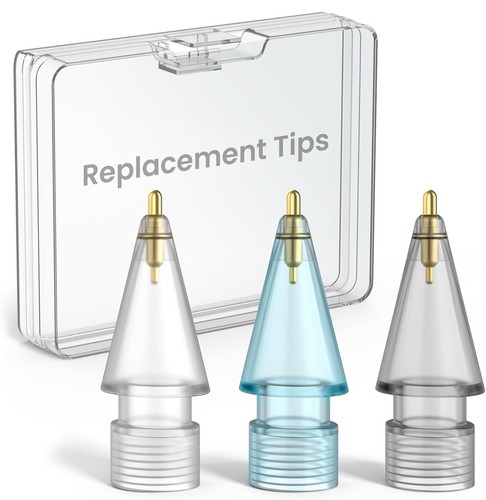 Delidigi 3 Pack Apple Pencil Replacement Tips- Fine Point Precise Pen Like Tips