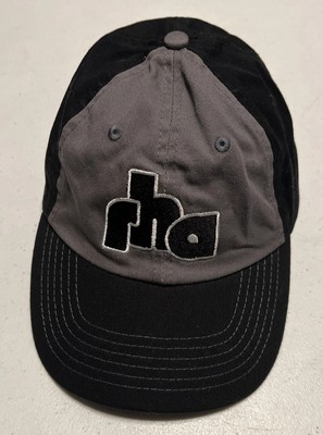 RHA Hat Cap Black Gray Spell Out Black Strap Back Adjustable Cotton Canvas EUC
