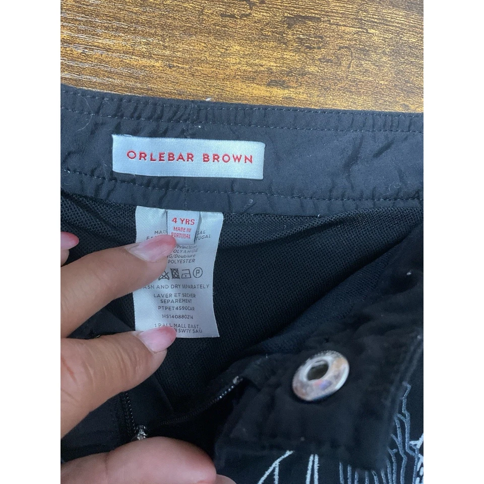 Orlebar Brown Swim Shorts NYC New York City all over print boys size 4 black - Image 4 of 4