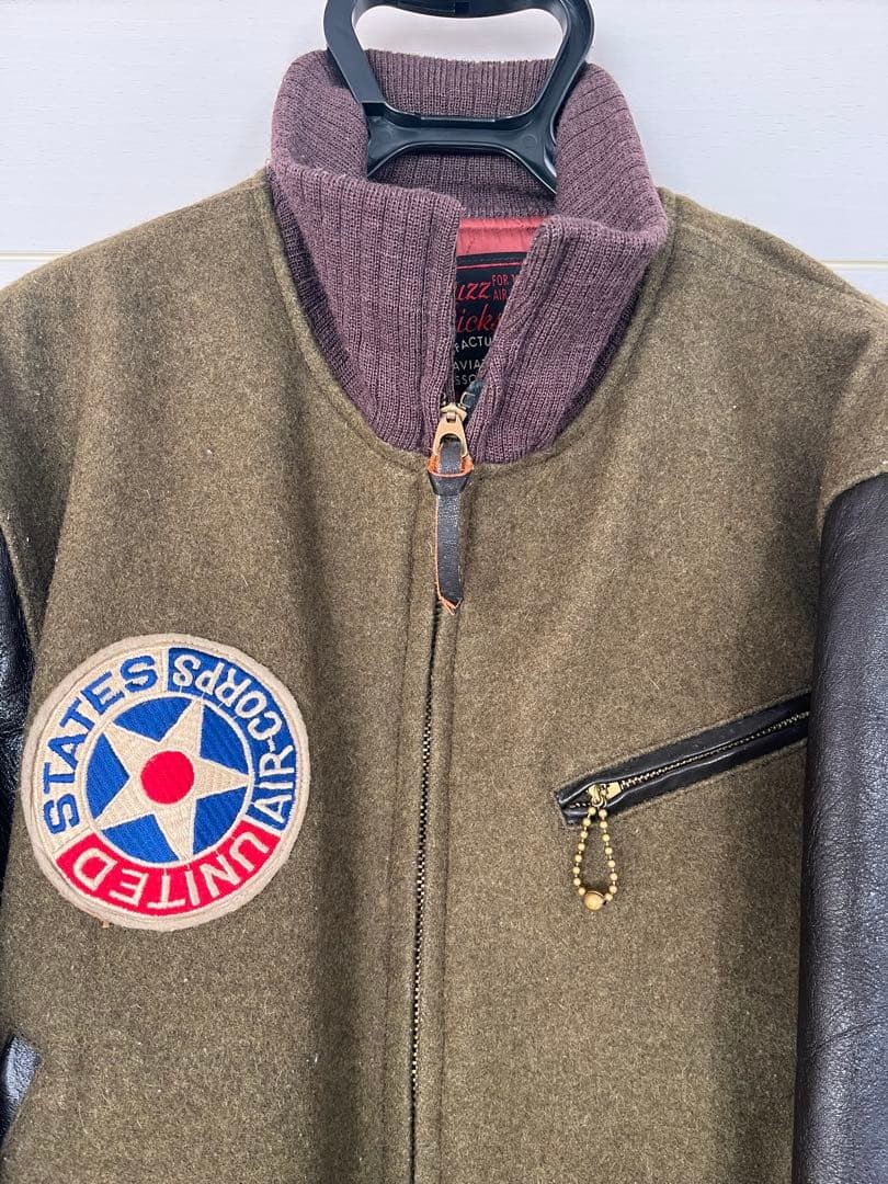 Buzz Rickson's Wool Leather Jacket Olive/Brown si… - image 6