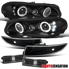 Fit 98-02 Camaro Black Halo LED Projector Headlights & Front/Rear Bumper Lights