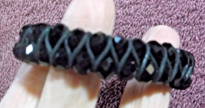 Vintage Black Cord Adjustable Bracelet With Black Beads