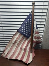 Vintage 29” Wooden Boat / Ship’s Marine Flagpole Holder Nautical Decor Weathered