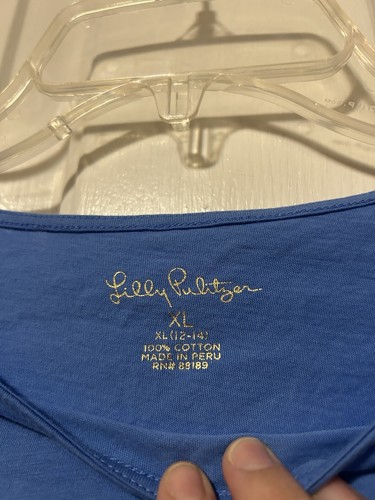 Lilly Pulitzer Girls Size Large 12-14 Ruffle Mazie Top Shirt Coastal Blue - Picture 2 of 6