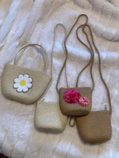 Little Girl Purse Lot Summer Spring Wicker Purses Lot Of 4