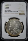 1885 S Morgan Silver Dollar $1 NGC AU58 Crescent Toned San Francisco Toughr Date