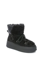 ASH Womens Black Faux Shearling 1-1/2" Platform Moboo Toe Wedge Winter Boots 36