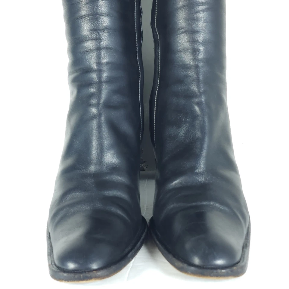 Gucci Women's US7-7,5C EU38 Black Leather Side Zipper Heeld Square Toe Boots - Image 4 of 4