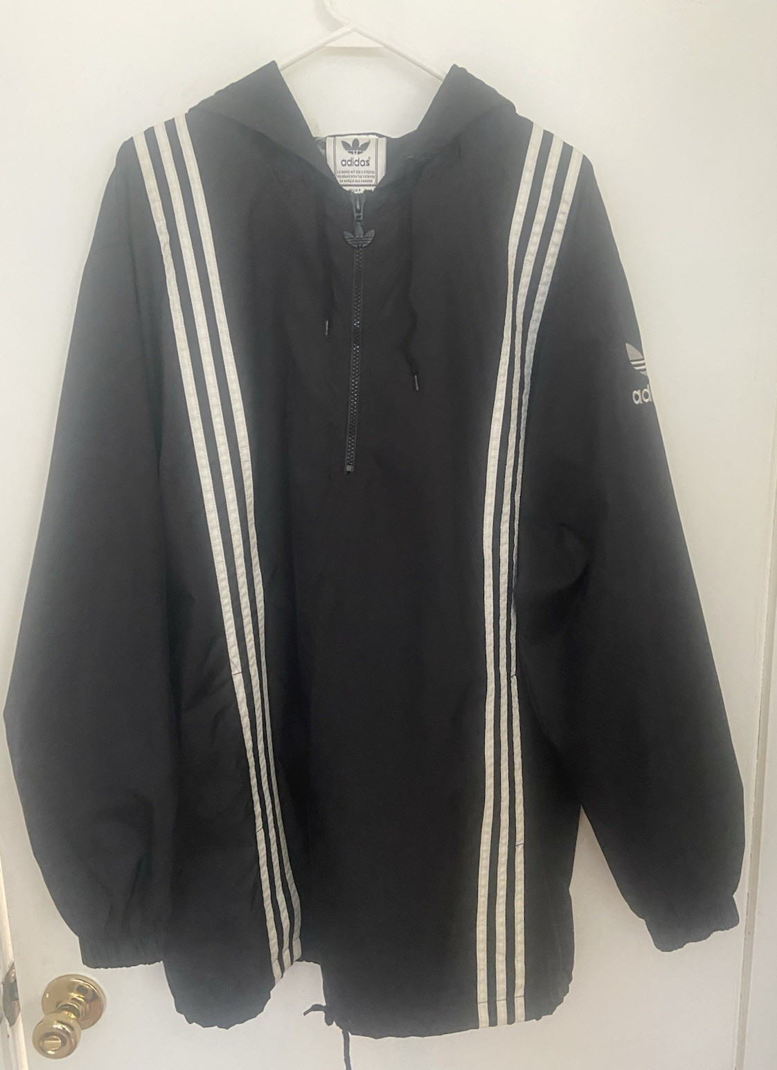 Vintage 90s Adidas Hooded Windbreaker Black White
