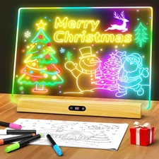 LED Note Board with Colors, Rechargeable 17-Inch Doodle Glow 9-Mode Light up Des