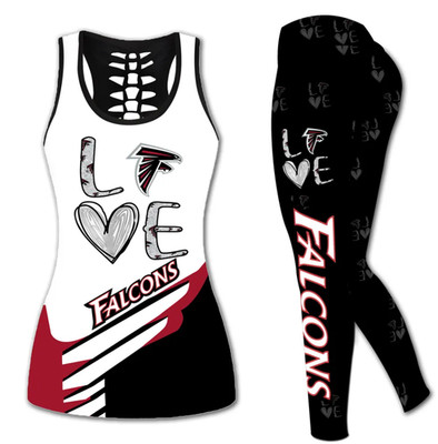 Atlanta Falcons Love Hollow Tanktop Legging Set, Workout Clothes, Gift For Women