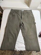 Carhartt Pants Mens 34x30 Green Relaxed Fit Carpenter Utility Work Heavyweight