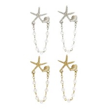 Stylish Shell Dangle Earrings Pearls Chain Beach Gift for Her