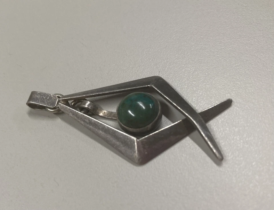 DE COLECCIÓN SELLO BRUTALISTA PLATA ESTRELLA DAVID VERDE MALAQUITA COLGANTE JUDÍO Foto 3 de 4