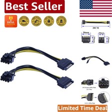 2-Pack 15-Pin SATA to 8-Pin PCIe Power Adapter Cable - 20CM/8inch Tangle-Free