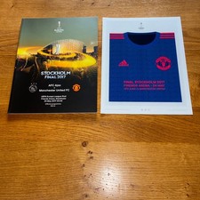 2017 AJAX v MAN MANCHESTER UNITED UTD EUROPA LEAGUE FINAL PROGRAMME & SHIRT CARD
