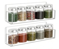 Clear Acrylic Spice Rack Wall Mount Hanging Storage Holder 12 Inch 2 PCS