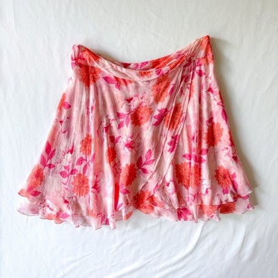 Vintage Bob Mackie 90s Pink 100% Silk Floral Fairy Skirt XXL