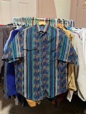 Panhandle Slim Shirt Men L Geometric VTG Made in USA Western Button Up