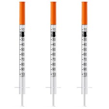 U-100 1mL/cc Syringes with 29G 1/4" (6mm) Individually Wrapped, Pack orange 