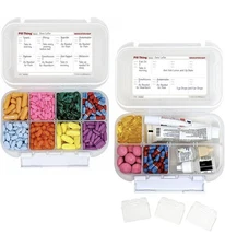 8 Compartment Large Pill Case with Airtight Seal, Adjustable Dividers *LOT OF 2*