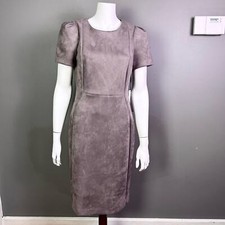 Calvin Klein dress size 10 faux suede NWT mocha brown office work longline suit