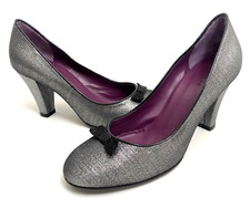 Marc Jacobs Pumps Heels Womens Shoes Size 7 / 37 Silver Black Bow Made in Italy