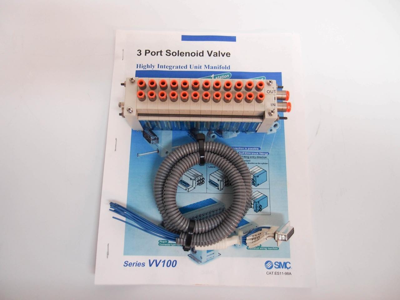 SMC 11-98A VV100 3 Port Solenoid Valve Integrated Unit Manifold 12 Station 4412
