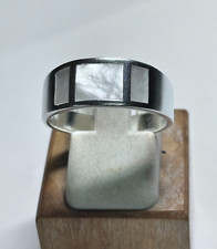 Sterling Silver Abalone Inlay Band Ring 5.3g Size 9