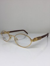 New Vintage PORTA ROMANA 30 Eyeglasses Full Rim Oval Gold Wood Eyeglasses 50mm