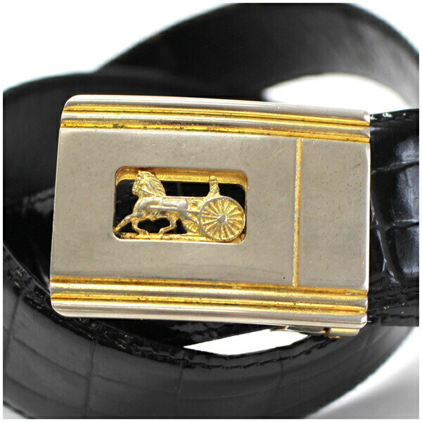 小物 Vintage Celine Gold Carriage Buckle Belt Authentic Celine Leather Belt Carriage Buckle Vintage Black