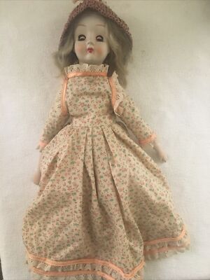 Vintage 18  Bisque doll Fully clothed Cloth torso Eyes Close In Box