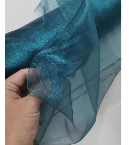 A131 (Per Yard) Teal Black Iridescent 2 Tone Crystal Mirror Organza Sheer Fabric - Picture 3 of 6