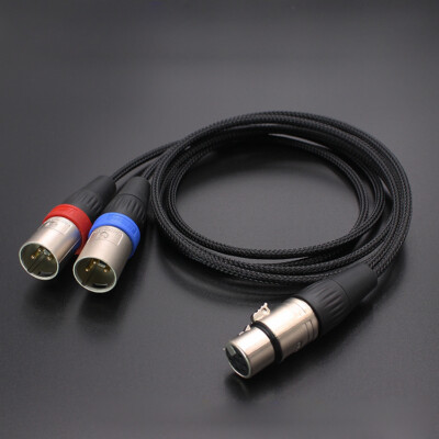 5 Pin Female XLR to Dual 3Pin Male XLR Balanced Splitter Y Stereo Mic Cable Hifi