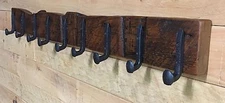 54" Reclaimed Vintage White Pine Coat Rack with 9 Railroad Spike Hooks