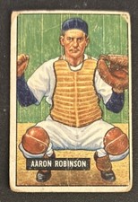 1951 Bowman Aaron Robinson Baseball Card #142 Tigers Catcher Poor Creased O/C
