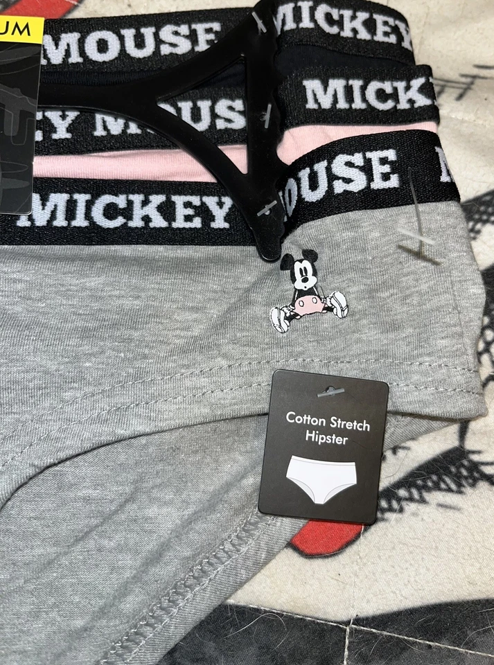 Pack de 3 ropa interior DISNEY MINNIE MOUSE hipsters rosa, negro y gris nuevo con etiquetas talla M Foto 3 de 4