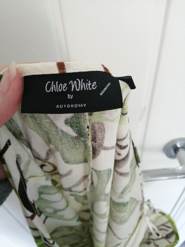 Chloe White By Autonomy Green Floral Linen Mix Skirt Size UK 14 - Picture 7 of 7