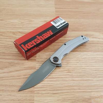 Kershaw Assisted Folding Knife 3.25'' Gray 8Cr13MoV Steel Blade Stainless Handle
